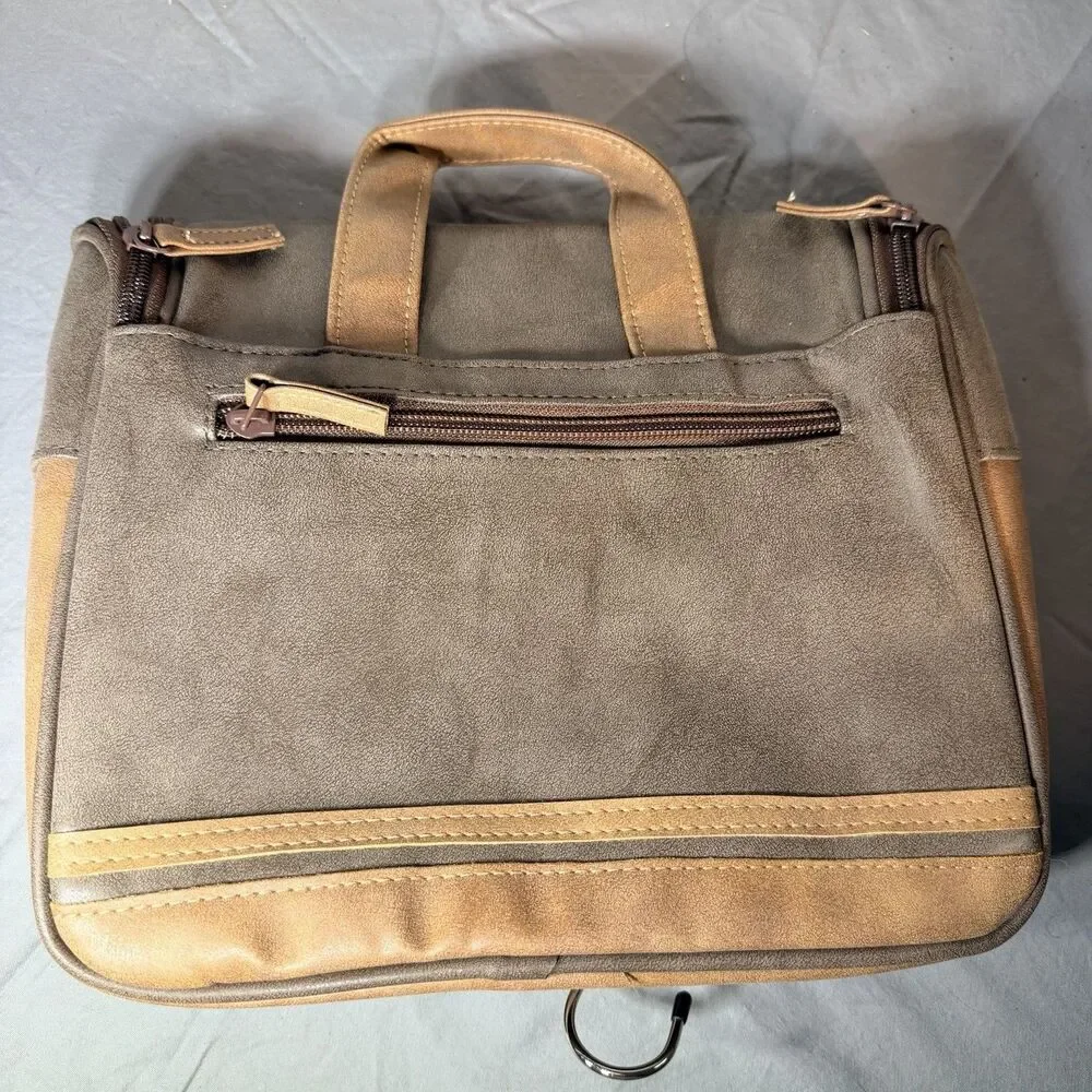 Vancase Hanging Toiletry Bag make up jewelry bag Travel Shaving Kit Leather